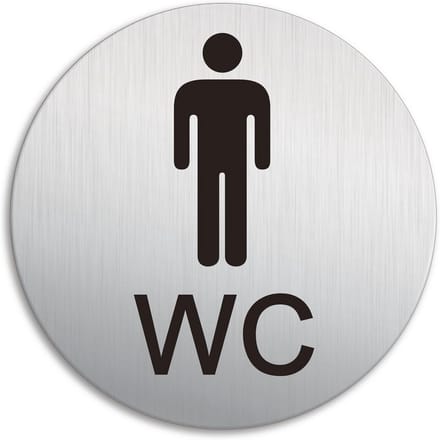 WC Deurschild Heren Ø100mm - Zelfklevend Aluminium Bord