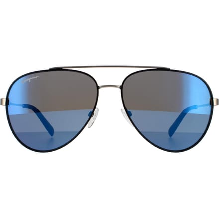 Salvatore Ferragamo zonnebril SF204S 001 Black Matte Dark Ruthenium Flash Blue Sky