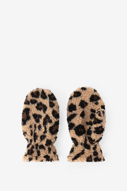 Sissy-Boy - Bruine teddy wanten met leopard print - XXS-XS