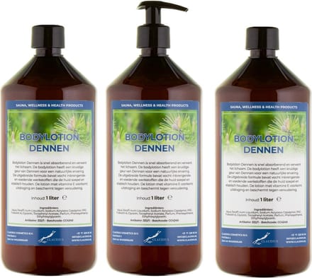 Bodylotion Dennen 1 Liter - met gratis pomp - set van 3 stuks