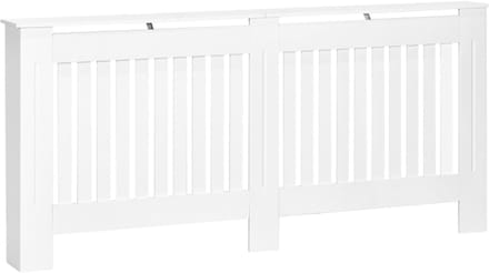 Daity Wit gelakte, kastvormige radiatorbekleding van MDF (172 cm lang x 19 cm breed x 81 cm hoog)