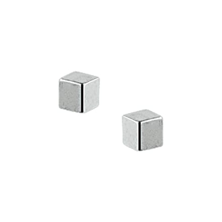 Oorknoppen Blokje Zilver Gerhodineerd Glanzend 3 mm x 3 mm