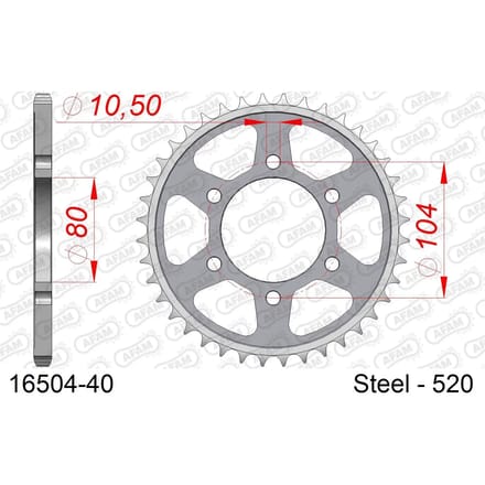 Stalen tandwiel Afam 520 40 dents