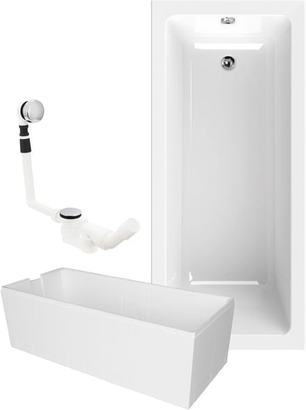 Calmwaters Modern Square - Badkuip - 170 x 75 cm - Set badkuipdragers