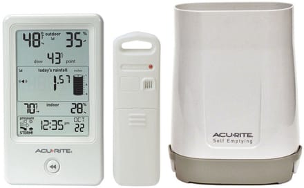 Regenmeter Met Thermometer - Weerstations - Tuin Meten - Draadloze Binnenunit - 100 Meter Bereik - Wit