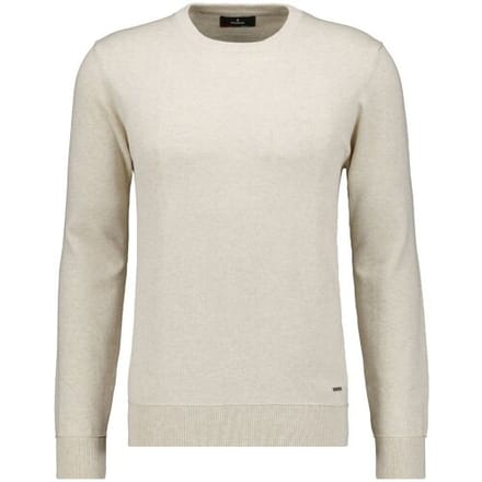 Ragman Trui Cotton Knit Round Neck Mélange Ecru / male