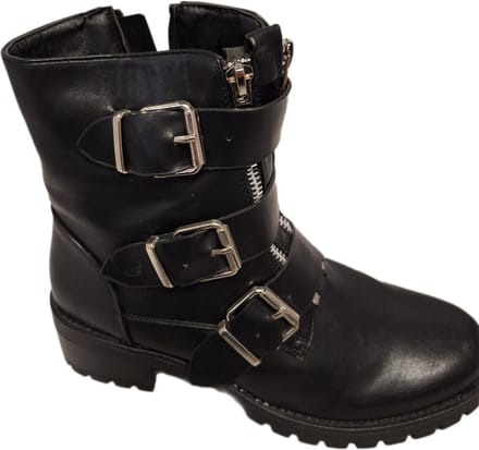 LUCKYSHOES-BIKERBOOTS-3 RIEMEN MET GESP-2 FANCY FRONTRITSEN-PROFIELZOOL-37