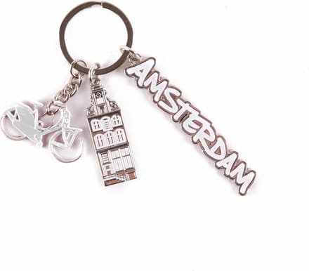 Sleutelhanger Bedels Fiets Wit Huisje Rwd A'dam - Souvenir