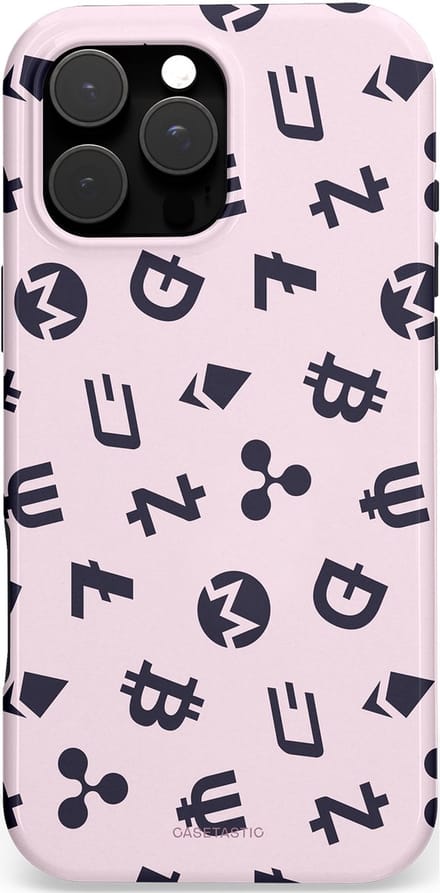 Casetastic hoesje geschikt voor Apple iPhone 16 Pro Max - MagSafe - Dubbellaagse bescherming - Crypto flow - Fashion Case - Lichtgrijs Donkergrijs Wit