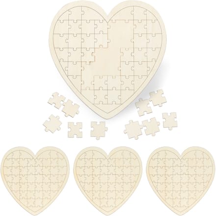 4 x hart puzzel huwelijk - blanco puzzel - hout - gastenboek bruiloft - diy