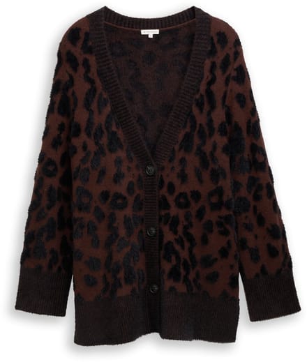 Tom Tailor - Plus Size - Losvallend vest met luipaardprint - Maat 48 - big brown leo design