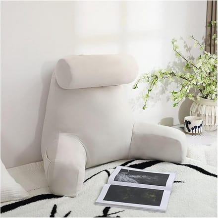 Leeskussen Rugsteun - Lendensteun Kussen Bed - Comfortabel Lezen - Ergonomisch Ontwerp - 75x40cm - Grijs