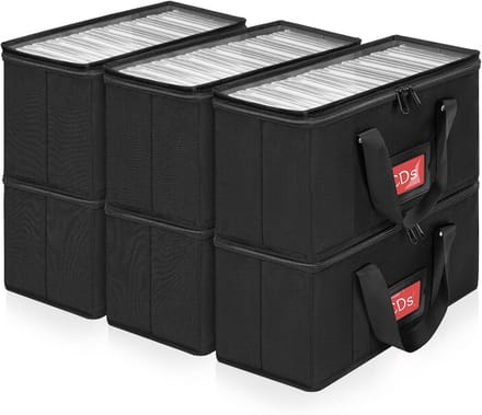 Opslaghoes voor CD's en DVD's met Transparant Deksel en Draaggreep (6 Stuks)
