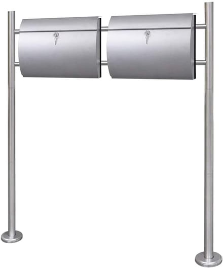 Dubbele Brievenbus - Post Bus - Post Ontvangen - Inclusief Krantenrol - 375 cm Lengte - Zilver