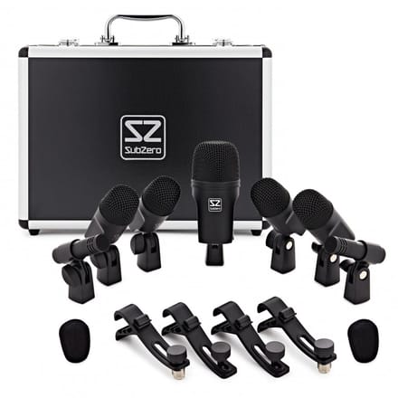 SubZero 7-delige Drummicrofoonset met Koffer en Klemmen