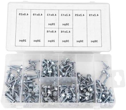 200 stuks zelftappende schroeven, hexagonale kop, metaal, zelfborende schroeven set voor diverse toepassingen