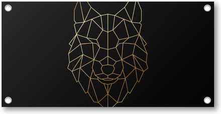 Minimalist Wolf - Goud - Tuinposter 200x100 - Wanddecoratie - Dieren