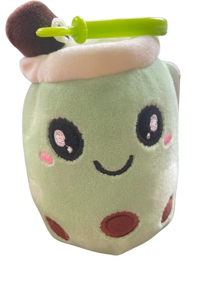 Trendy Bubble Tea / Boba Knuffel | Thai Tea Plush | Squishy | Incl. Sleutelhanger Optie - Matcha