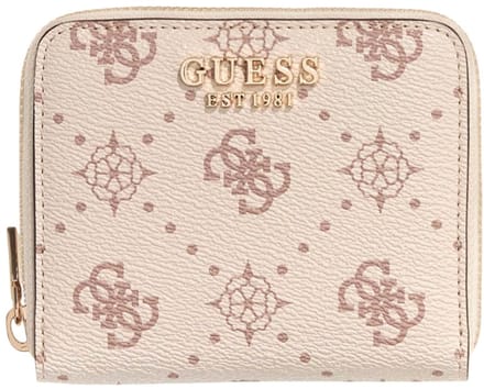 GUESS portemonnee Carrie Logo SLG Small Zip Around Vanilla Logo crème