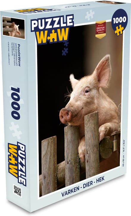 Puzzel Varken - Dier - Hek - Legpuzzel - Puzzel 1000 stukjes volwassenen