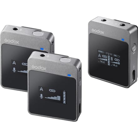 Godox MoveLink M2 2.4G draadloos microfoonsysteem(2 zenders + 1 ontvanger) Effectief bereik van 50 meter zwart