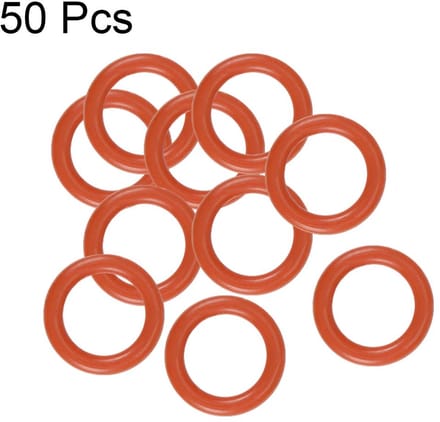 O-ring VMQ afdichting 6 mm buiten 4 mm binnen 1 mm breedte rood, 50 stuks