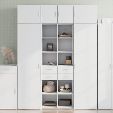 vidaXL - Hoge - kast - 70x42,5x185 - cm - bewerkt - hout - wit
