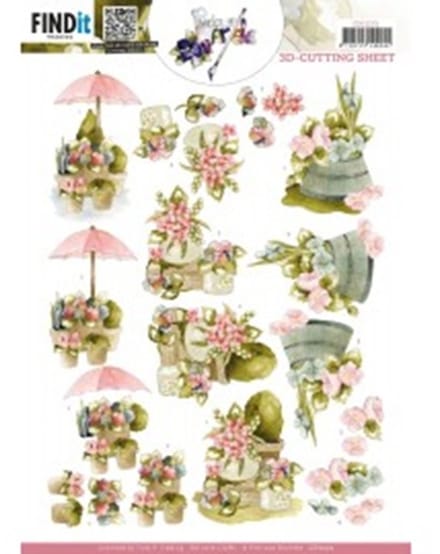 3D Cutting Sheet ( knipvel) - Precious Marieke - Flowers in pot 1 stuks