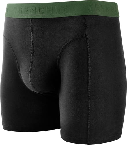 FlexFeel | Zwarte katoenen boxershort met olijfgroene tailleband
