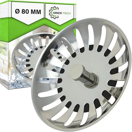 Keukengootsteenplug RVS Ø 80 mm Universeel