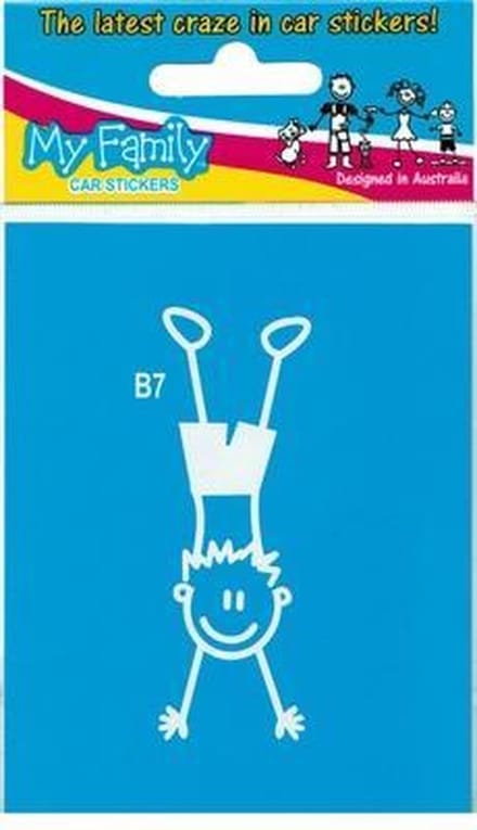 Jongen gymnastiek - autosticker - wit - 8 cm