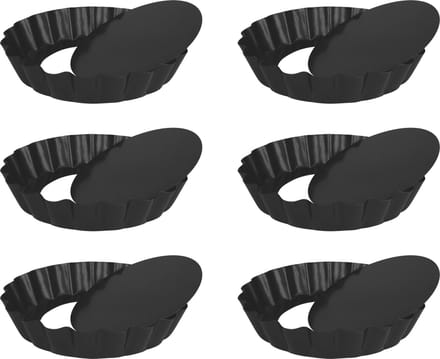 Krumble Quichevormpjes - Mini Quichevormpjes - Set van 6 - Metaal - Diameter 10 cm - Donkergrijs