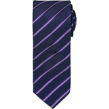 Premier Heren Sport Stripe Pattern Formele Work Tie (Marine / Paars)