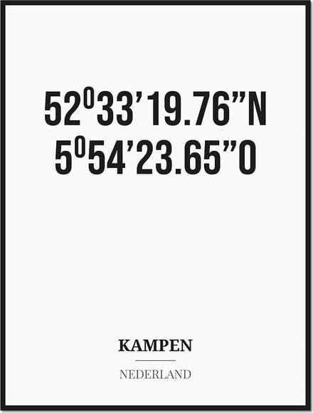 Poster/kaart KAMPEN met coördinaten