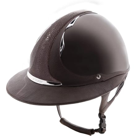 Polo glossy paardrijhelm met vizier Antarès Shagreen Premium Bison