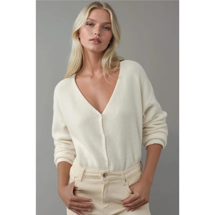Ultra Zachte V-hals Knop Cardigan met Dubbel Gebruik