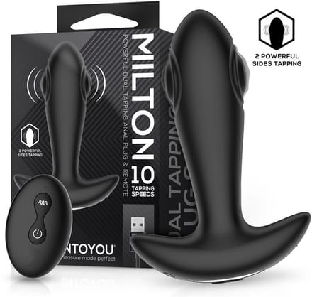 IY Milton - Vibrerende Buttplug met Dubbele Klopfunctie en Afstandsbediening - Zwart