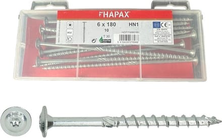 Hapax - Tellerkopschroeven - deeldraad Tx 30 - 6x180mm - 10 st