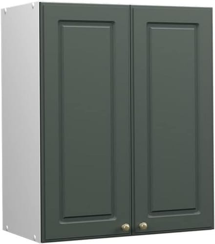 Keuken Hang Kast 60 cm Groen en Wit met Goudkleurige Handgrepen