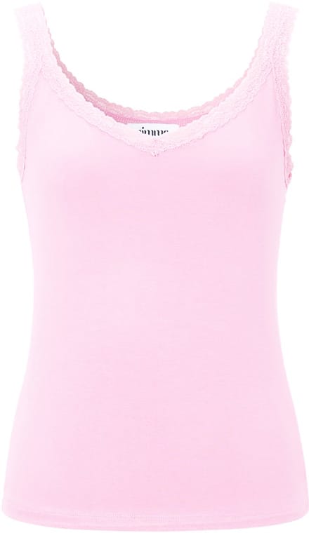 Gimme - Basic Top Lace – Gebreide Top met Kanten Detail – Elegante Onmisbare Essential - Roze - Maat M