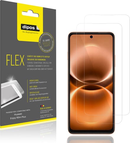 dipos – 2x Beschermfolie geschikt voor Huawei Enjoy 90m Plus | 3D Full Cover Screenprotector | 100% Passend