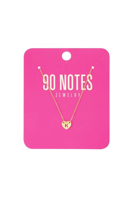 90 NOTES - Initial Heart Ketting - Letter K - goudkleurig