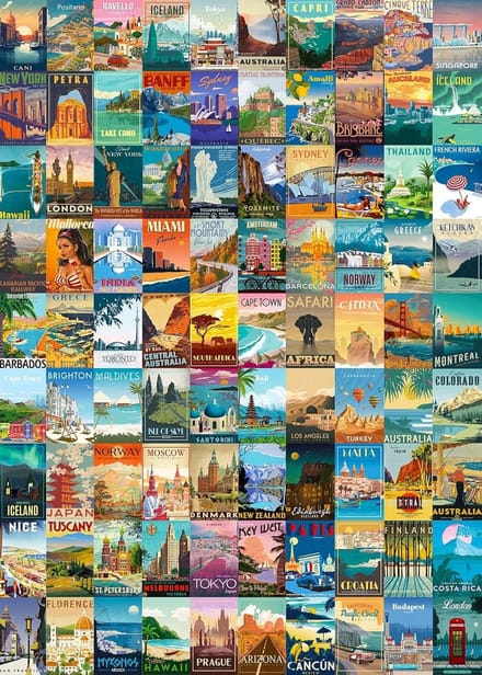 Legpuzzels 1000 Stuks - Vintage Wereldreizen Landschappen