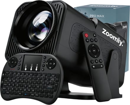 Zoomly® Pro MAX Beamer – Mini Beamer – Smart Projector – Full HD 1080p – Supports 4K – Android 13 – iOS & Android – 10.000 Lumen – Incl. Smart Remote