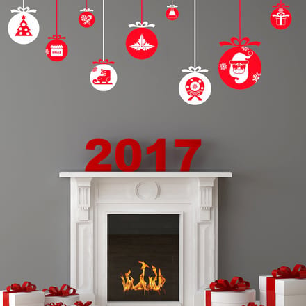 Kerststickers met kerstballen en versieringen - Kerststickers - feestdecoraties - 100x135cm