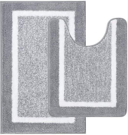 Dailygoods - Antislip Badmatten - 2 Stuks - Microvezel - Donkergrijs