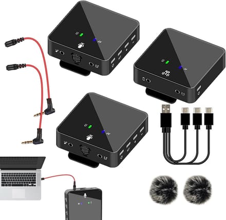 Draadloos Microfoonsysteem - Clip Microfoon - Ruisvrije Opnames - Directe UHF Verbinding - 20x9x7 cm - Zwart
