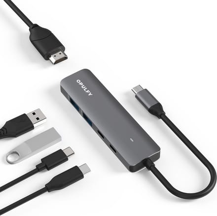 Opulfy - 5-in-1 USB-C HUB - Docking Station - HDMI - Telefoon - Tablet - USB C Hub - USB - Splitter - USB-C - Power Delivery - 5-in-1 USB-C Docking Station