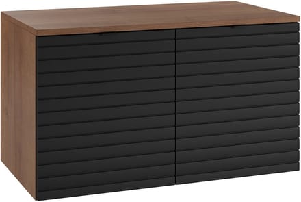 Badplaats Wastafel Onderkast Dover 80 x 44 x 46 cm - Eiken met Zwart – Hangend Wastafelmeubel