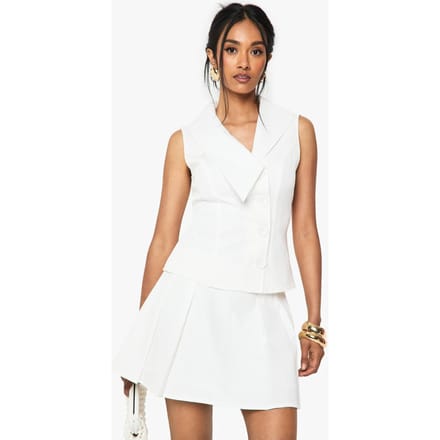 boohoo Dames Side Pleat Tailored Mini Rok | Wit | Maat: 38
